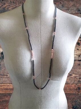 Long Black Beaded Necklace